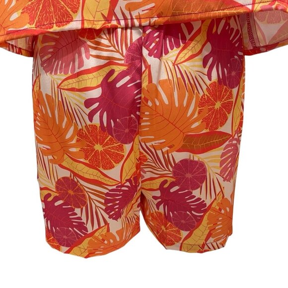 Gyal Bashy Tropical Leaf Print Romper L Summer Vacation Festival Boho Y2K Island - Picture 9 of 11